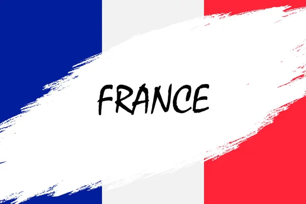 Brush Stroke Background Grunge Styled Flag France — Stock Vector