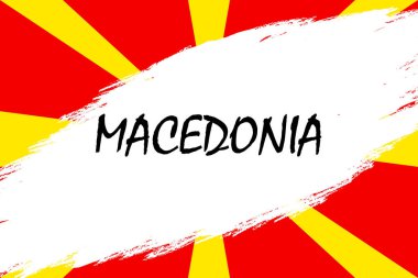 Makedonya Cumhuriyeti bayrağı ile Grunge fırça konturu arka plan tarz