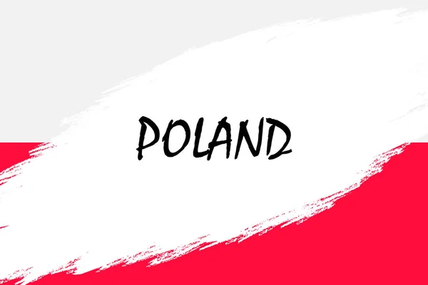 グランジのブラシ ストロークの背景スタイル ポーランドの旗 — ストックベクタ