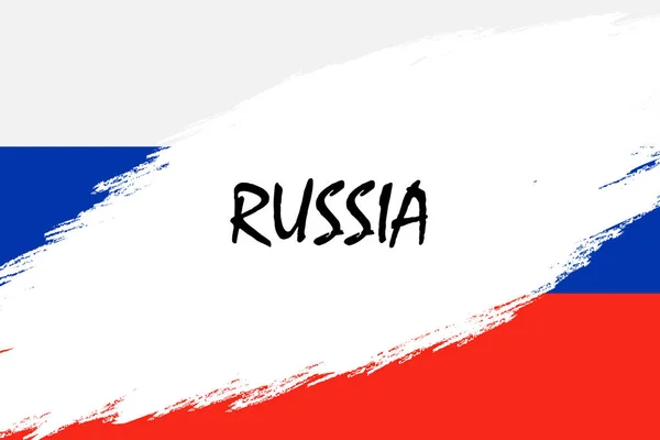 Brush Stroke Background Grunge Styled Flag Russia — Stock Vector