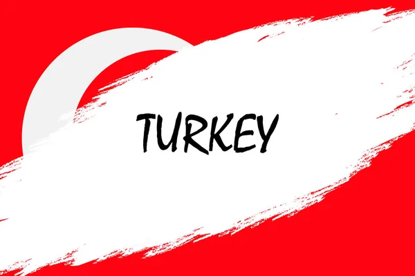 Pincel Acidente Vascular Cerebral Fundo Com Grunge Estilo Bandeira Turquia — Vetor de Stock
