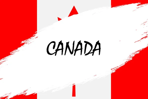 Brush Stroke Bakgrund Med Grunge Stil Flagga Kanada — Stock vektor