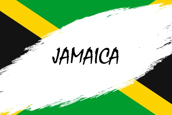 Pincel Acidente Vascular Cerebral Fundo Com Grunge Estilo Bandeira Jamaica — Vetor de Stock