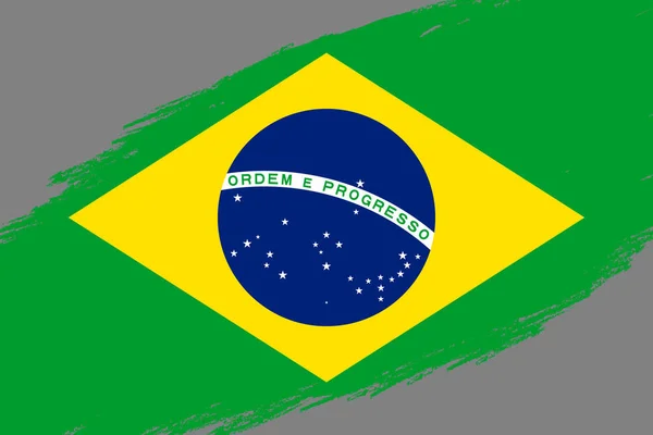 グランジのブラシ ストロークの背景スタイルのブラジルの旗 — ストックベクタ