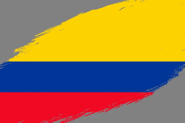 Pinselstrich Hintergrund Mit Grunge Stil Flagge Von Kolumbien — Stockvektor