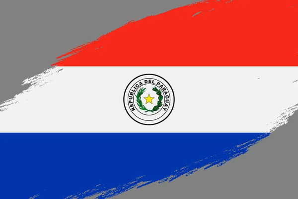 グランジのブラシ ストロークの背景スタイル パラグアイの旗 — ストックベクタ