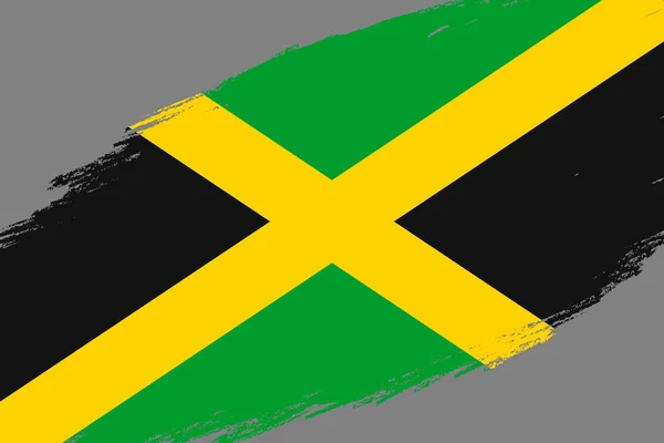 Borstel Beroerte Achtergrond Met Grunge Stijl Van Vlag Van Jamaica — Stockvector