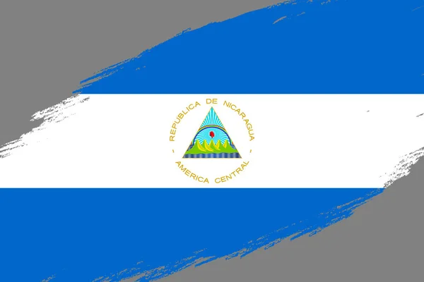 Sfondo Pennellata Con Bandiera Stile Grunge Del Nicaragua — Vettoriale Stock