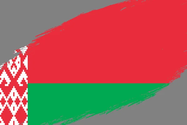 Pincel Acidente Vascular Cerebral Fundo Com Grunge Estilo Bandeira Bielorrússia — Vetor de Stock