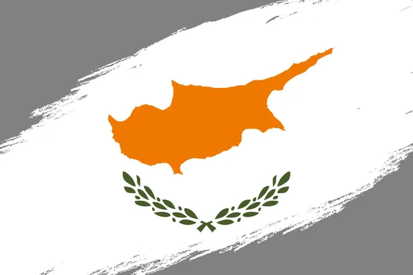 Pincel Acidente Vascular Cerebral Fundo Com Grunge Estilo Bandeira Chipre —  Vetores de Stock