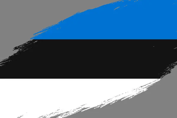 Brush Stroke Bakgrund Med Grunge Stil För Estnisk Flagg — Stock vektor