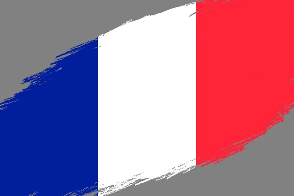 グランジのブラシ ストロークの背景スタイルのフランスの旗 — ストックベクタ