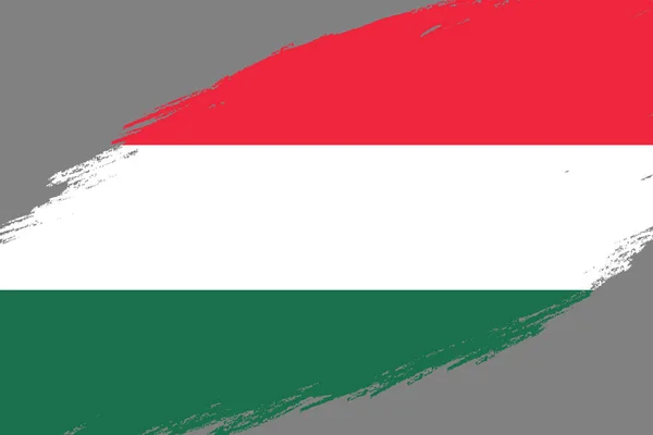 Sfondo Pennellata Con Bandiera Stile Grunge Dell Ungheria — Vettoriale Stock