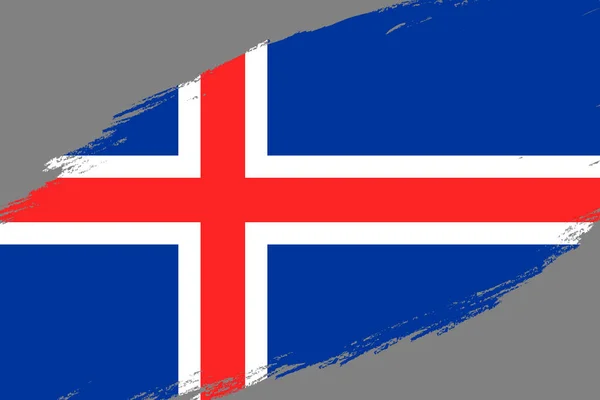 Brush Stroke Background Grunge Styled Flag Iceland — Stock Vector