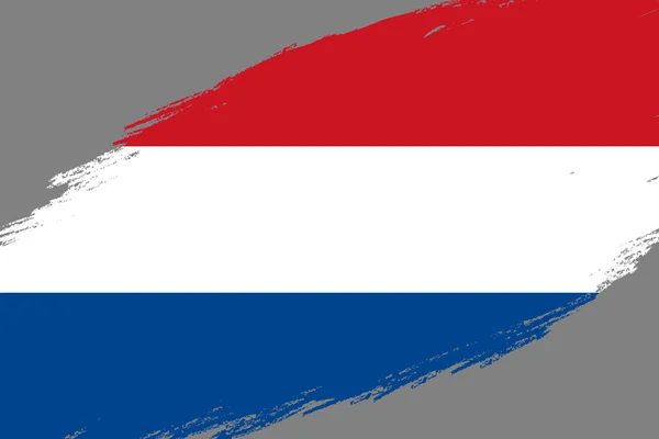 Pinselstrich Hintergrund Mit Grunge Stil Flagge Der Niederlande — Stockvektor