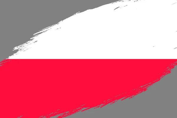 Fond Coup Pinceau Avec Drapeau Style Grunge Pologne — Image vectorielle