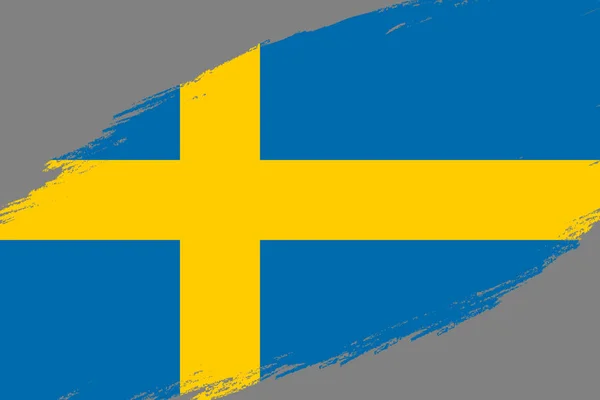Фон Мазка Кисти Флагом Швеции Стиле Гранж — стоковый вектор