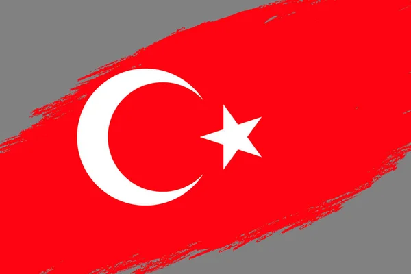 Pincel Acidente Vascular Cerebral Fundo Com Grunge Estilo Bandeira Turquia —  Vetores de Stock