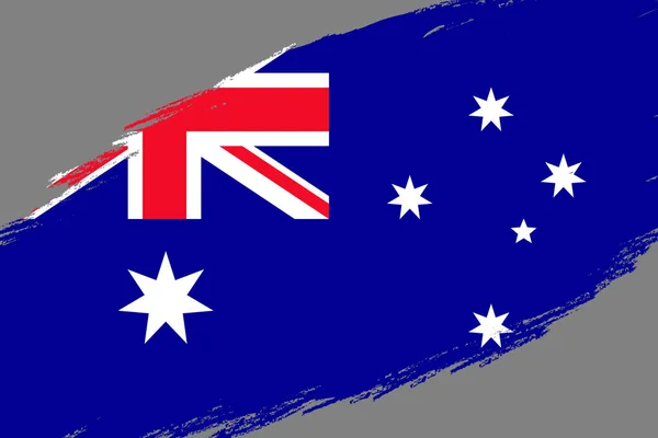 Brush Stroke Bakgrund Med Grunge Stil Flagga Australien — Stock vektor