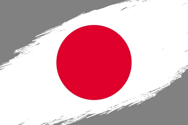 グランジのブラシ ストロークの背景スタイル日本の旗 — ストックベクタ