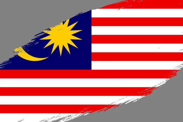 グランジのブラシ ストロークの背景スタイルのマレーシアの旗 — ストックベクタ