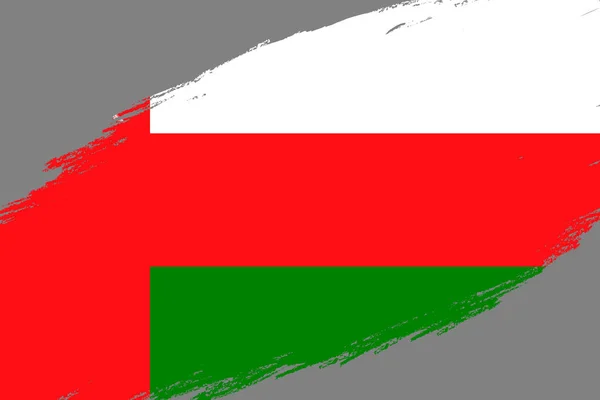グランジのブラシ ストロークの背景スタイル オマーンの国旗 — ストックベクタ