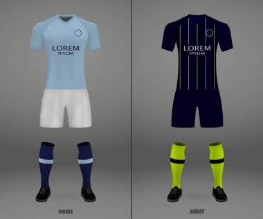 Futbol Takımı Manchester City 2018-19, futbol forma gömlek şablonu. Vektör çizim