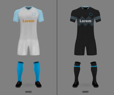 futbol takımı Marsilya 2018-19, futbol forma gömlek şablonu. Vektör çizim