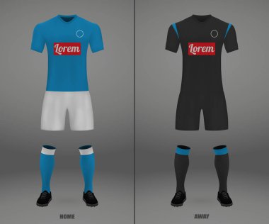 futbol takımı Napoli 2018-19, futbol forma gömlek şablonu. Vektör çizim