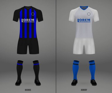 futbol takımı Internazionale Milano 2018-19, futbol forma gömlek şablonu. Vektör çizim