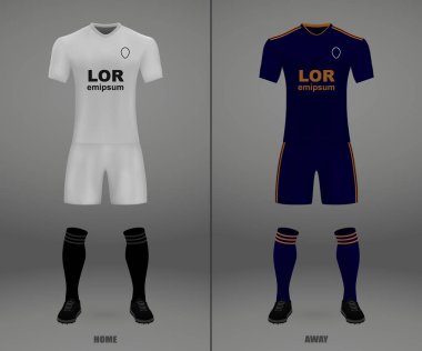 futbol takımı Valencia 2018-19, futbol forma gömlek şablonu. Vektör çizim