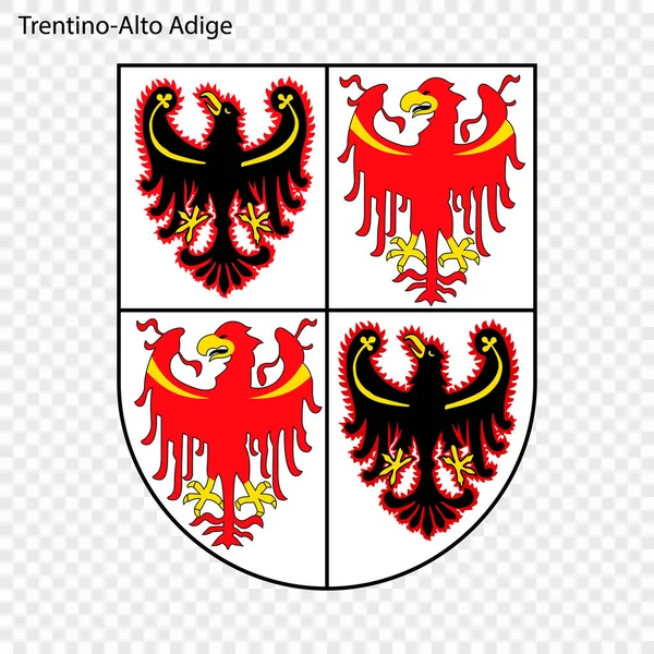 トレンティーノ 南チロル イタリアの州の紋章 ベクトル図 — ストックベクタ