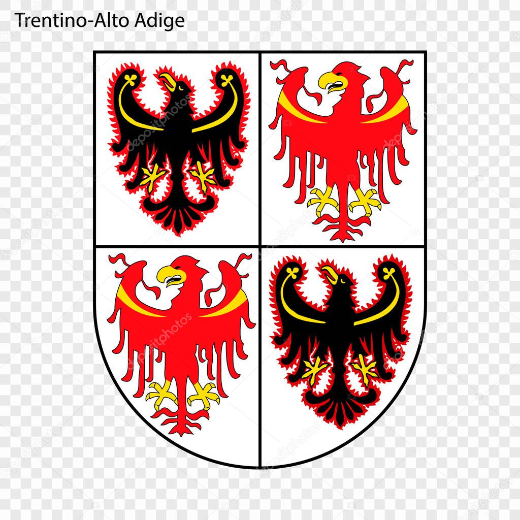 Emblem of Trentino-South Tyrol, province of Italy. Vector illustration