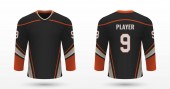 Realistické Sportovní tričko Anaheim Ducks, jersey šablonu pro lední hokej kit. Vektorové ilustrace