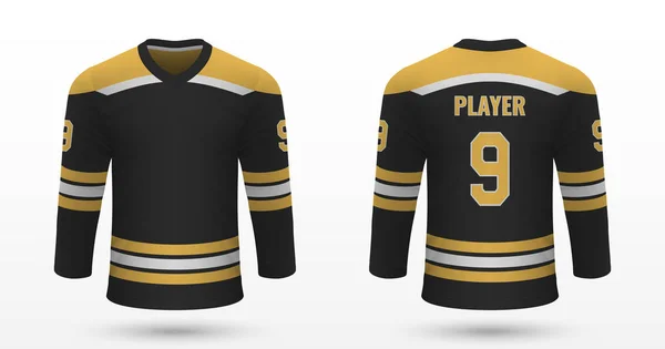 Realistické Sportovní Tričko Boston Bruins Jersey Šablonu Pro Lední Hokej — Stockový vektor