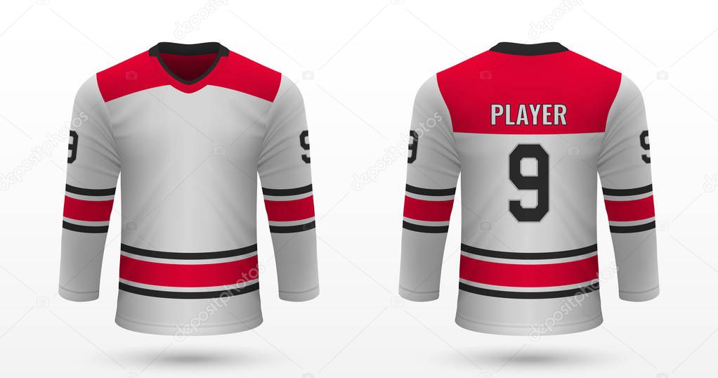 Realistic sport shirt Carolina Hurricanes, jersey template for ice hockey kit. Vector illustration
