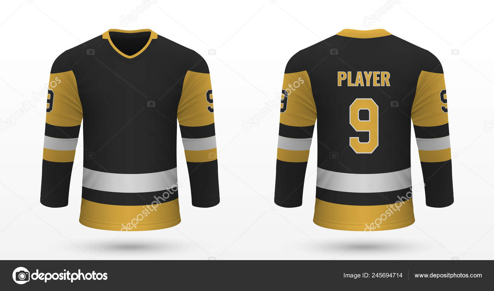 Realistic sport shirt Pittsburgh Penguins, jersey template for ice