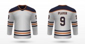 Realistické Sportovní tričko Edmonton Oilers, jersey šablonu pro lední hokej kit. Vektorové ilustrace
