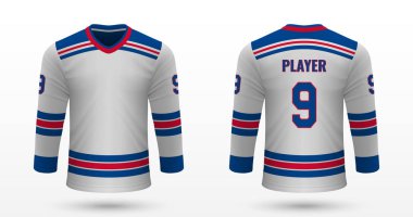Gerçekçi spor gömlek New York Rangers, jersey şablonu için buz hokeyi takımı. Vektör çizim