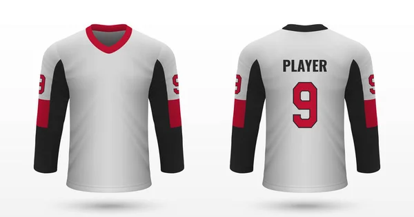 Realistic Sport Shirt Ottawa Senators Jersey Template Ice Hockey Kit — Stock Vector
