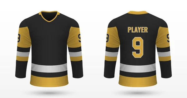 Camicia Sportiva Realistica Pittsburgh Penguins Modello Jersey Kit Hockey Ghiaccio — Vettoriale Stock