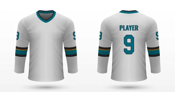 Camisa Deportiva Realista San Jose Sharks Plantilla Jersey Para Kit — Archivo Imágenes Vectoriales