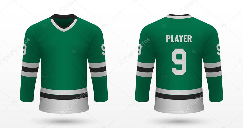 Realistic sport shirt Dallas Stars, jersey template for ice hockey kit. Vector illustration
