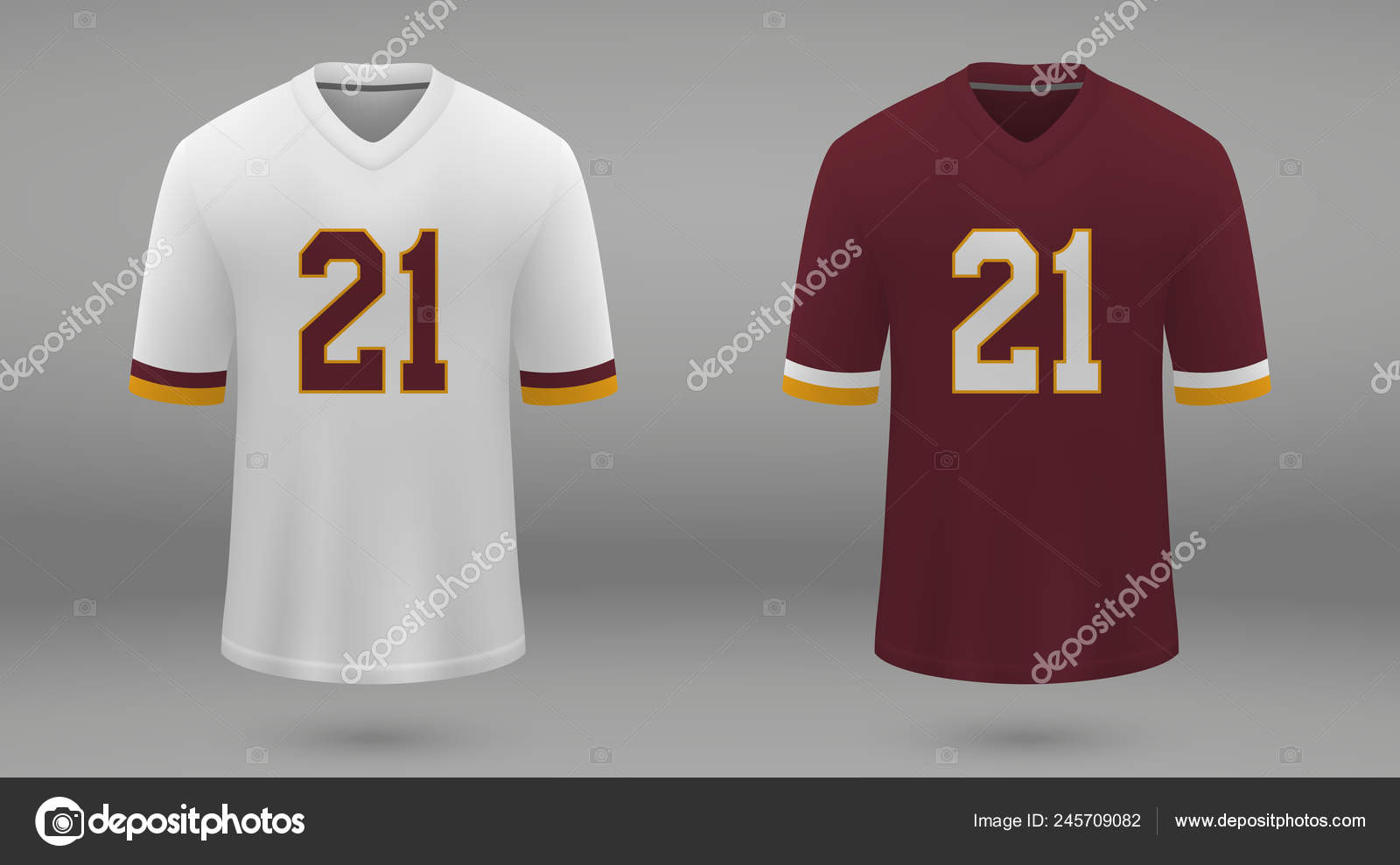 Jersey Realista Fútbol Americano Washington Redskins Plantilla Camisa
