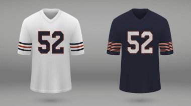 Gerçekçi Amerikan futbolu forması Chicago Bears, gömlek şablonu kiti için. Vektör çizim