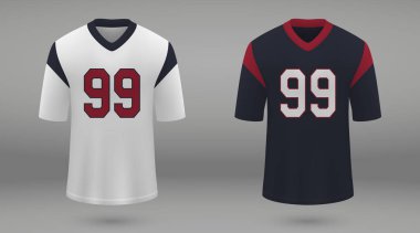 Realistic american football jersey Houston Texans, shirt template for kit. Vector illustration clipart