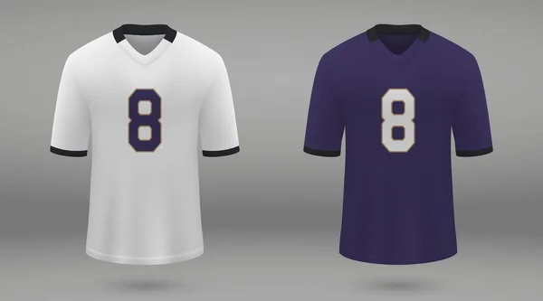 Camiseta Fútbol Americano Realista Baltimore Ravens Plantilla Camisa Para Kit — Archivo Imágenes Vectoriales