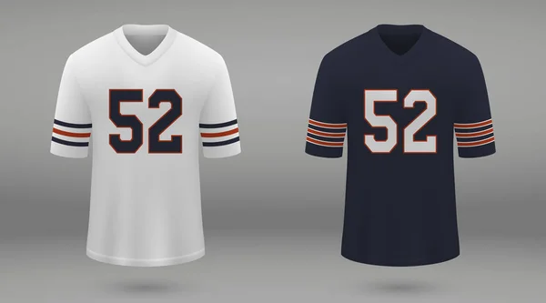 Camiseta Fútbol Americano Realista Chicago Bears Plantilla Camisa Para Kit — Archivo Imágenes Vectoriales