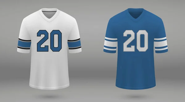 Camisola Futebol Americano Realista Detroit Lions Modelo Camisa Para Kit — Vetor de Stock