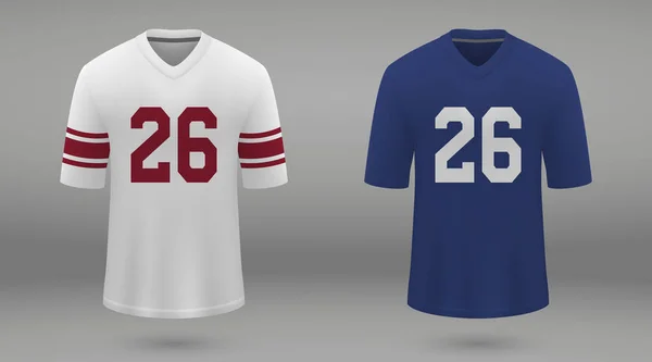 Camiseta Fútbol Americano Realista New York Giants Plantilla Camisa Para — Archivo Imágenes Vectoriales